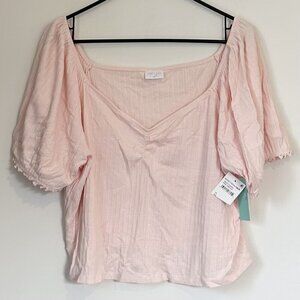 NWT Abound Pink Cropped Puff Sleeve Top - Size: 3X